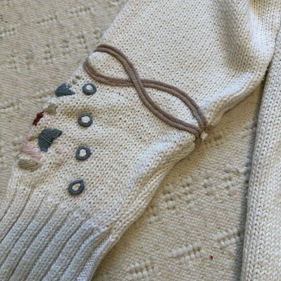 Vintage Marnie West Floral Grandma Feminine Coquette Heavy Knit Sweater Medium - Picture 6 of 11